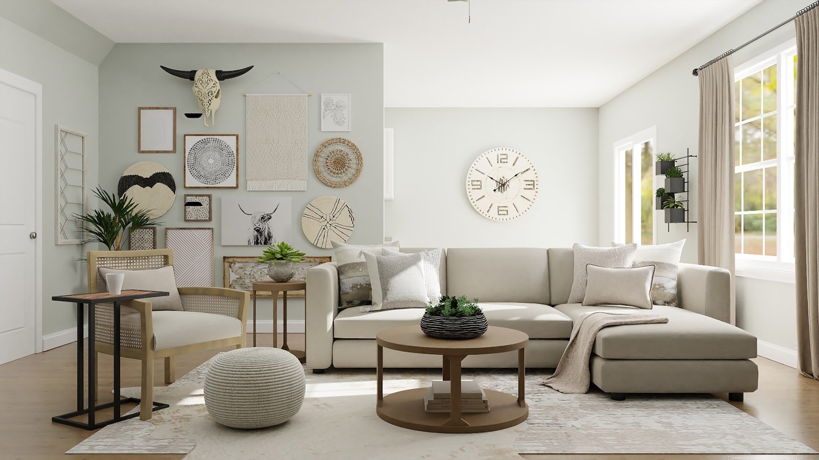 Warm styled living space in a managed rental home